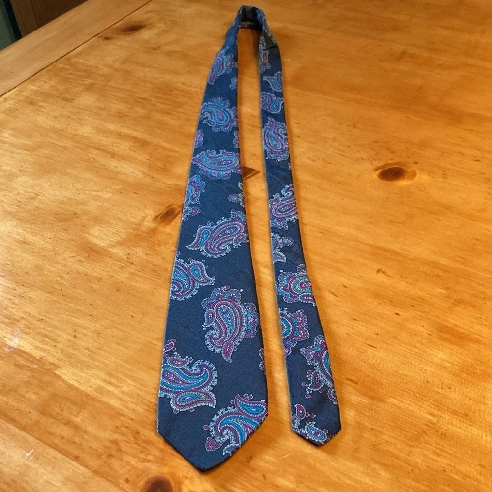 Robert Talbott‎ for Bachrachs Silk Paisley Tie Hand Printed Italy Made in USA